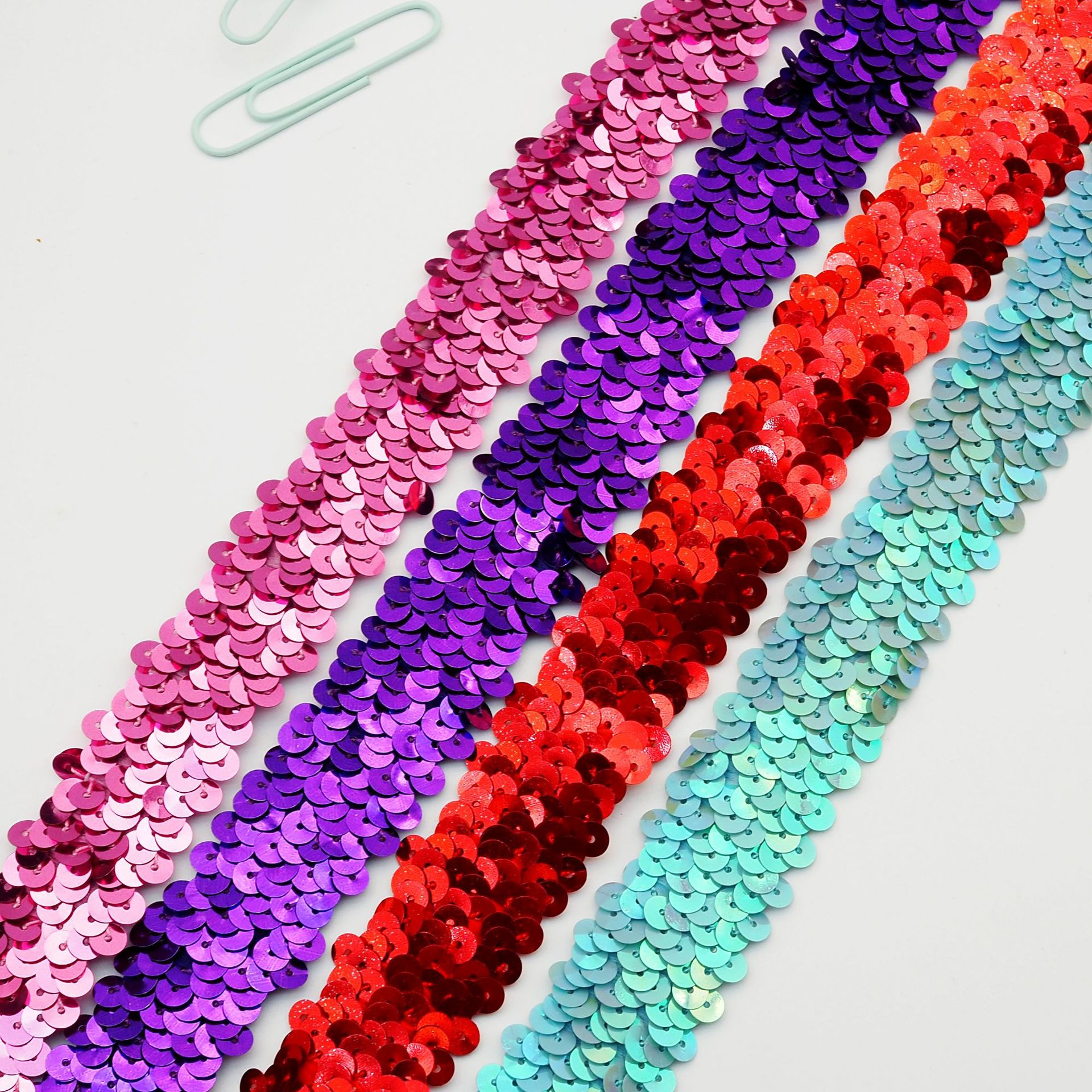 three rows sequin lace factory direct sales elastic color lace available in stock color variety suitable for clothing accessories