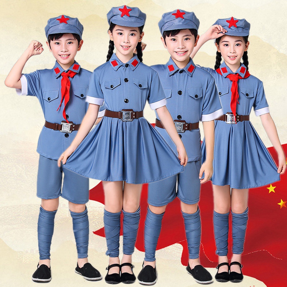 儿童小红军星星在闪烁舞演出服八路军闪闪红星服装合唱建党幼儿园