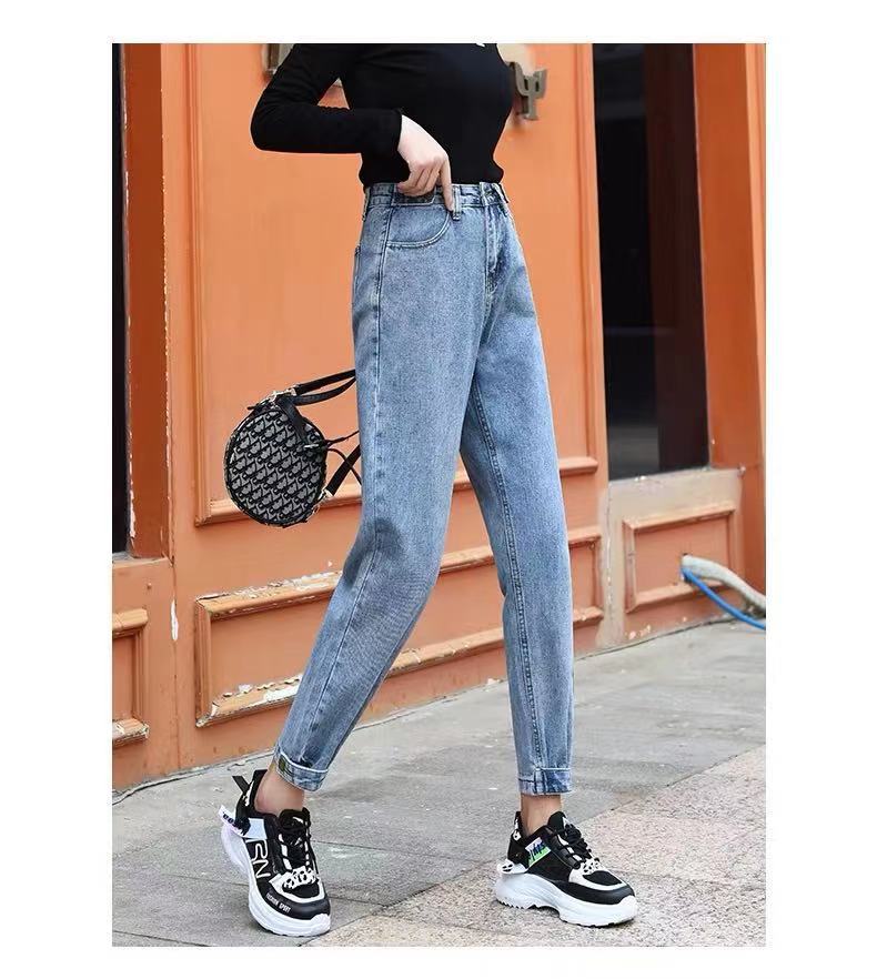 2020新款松紧腰牛仔裤女宽松高腰显瘦哈伦老爹裤