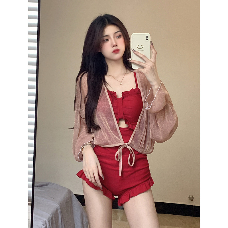 Swimsuit Women's Wholesale 2024 New South Korea Ins One Piece Sexy Conservative Cover Belly Thin Fairy Hot Spring Women's Clothing