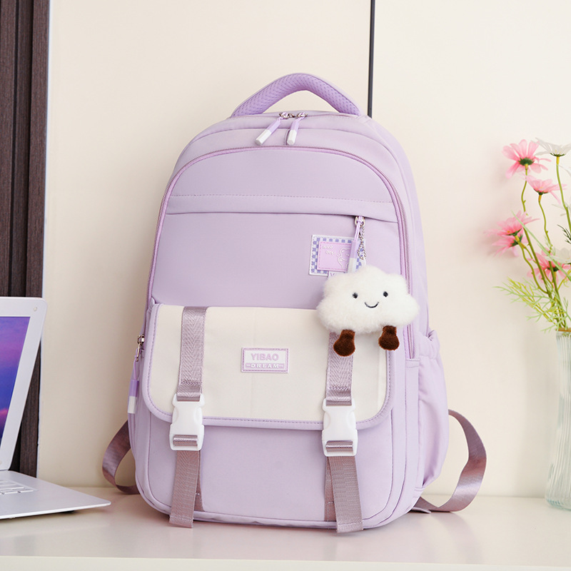 Schoolbag Backpack Trendy Women's Bag Backpack Travel Bag One-Piece Delivery Source Factory Spot Straight Hair Bag