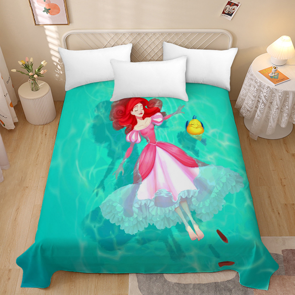 卡通动漫美人鱼恒温棉数码印花床单1.2尺寸动漫单人学生宿舍床单