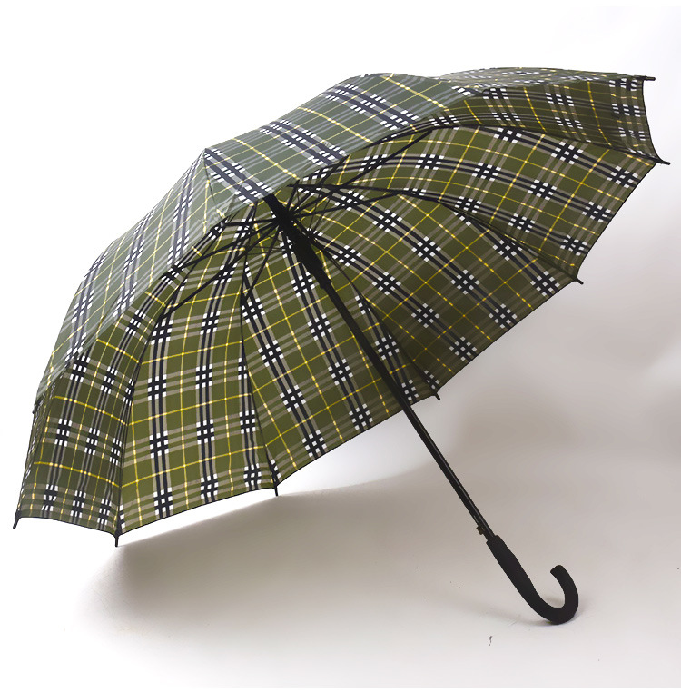 天堂雨伞170e格经典格纹直杆勾柄英伦风商务男士大号双人晴雨伞