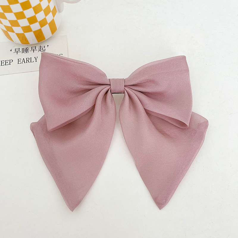 Dongdaemun New Fresh Mesh Barrettes Bright Silk Bow Spring Clip Temperament Wild Solid Color Hair Accessories Wholesale