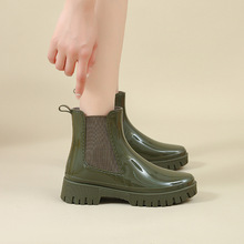 雨鞋女新款跨境切尔西厚底松紧带时尚百搭外穿防水防滑套鞋雨靴鞋