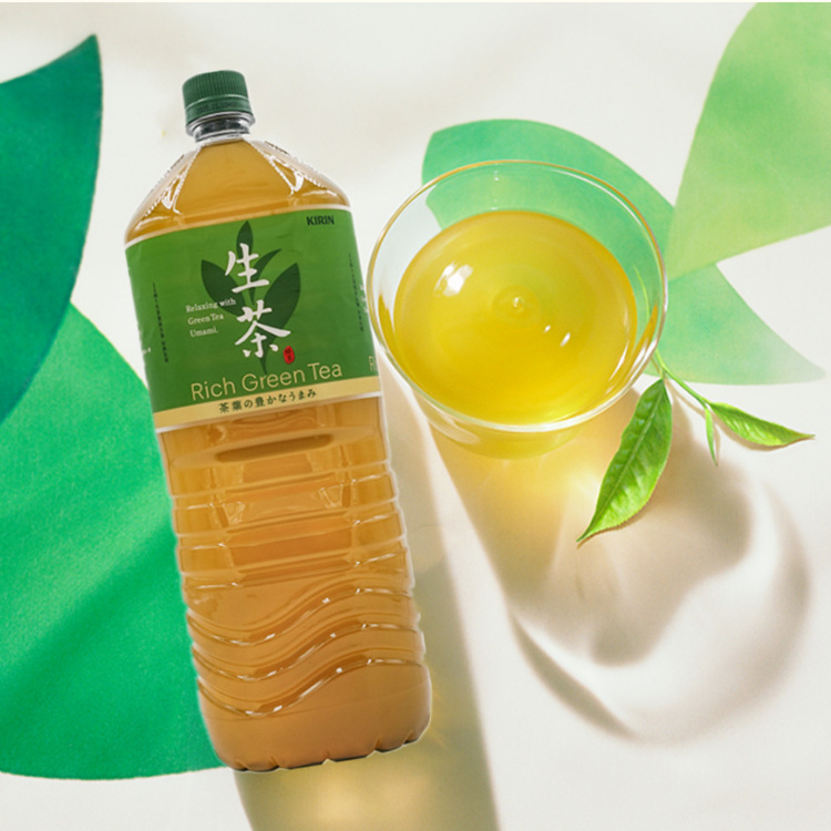 日本进口kirin麒麟生茶绿茶饮料richgreentea超大瓶提神2000ml/2l