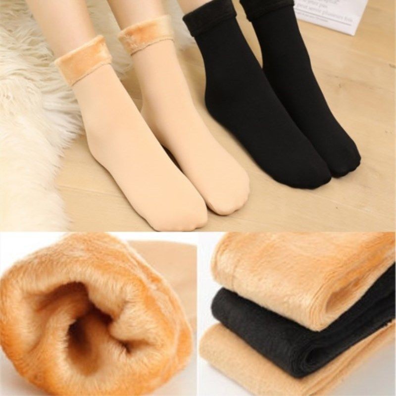 Men's and Women's Fashion All-Matching Solid Color Winter Thermal Home Wear New Thickened Velvet Super Thick Thermal Snow Socks Wholesale