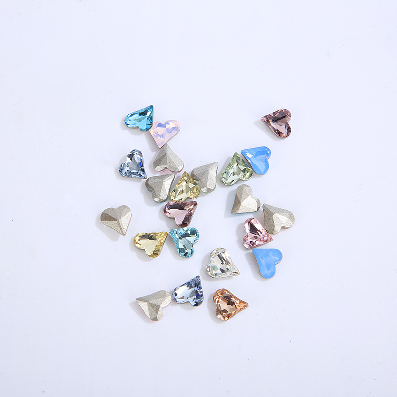 8 * 9mm Crooked Heart K9 Manicure Jewelry Clothing Shoes Bag Pointed Bottom Shaped Glass Ornament Accessories