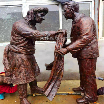 人物铸铜雕塑大型广场少数民族团结藏族礼仪献哈达铜雕像摆件定制