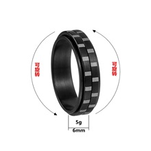 2024TEMU希音亚马逊新品饰品欧美减压可旋转钛钢戒指6mm电镀黑色