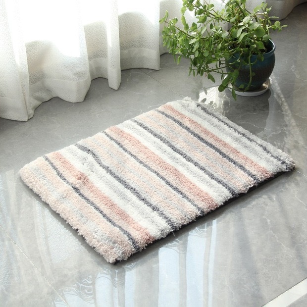 Factory Direct Sales Foreign Trade Wholesale Cross-Border Striped Home Ground Mat Door Mat Absorbent Bathroom Thickening Bathroom Anti-Slip Mats
