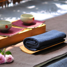 日式空间美学素色手工茶巾 加厚苎麻洁方布 壶杯垫茶道配件