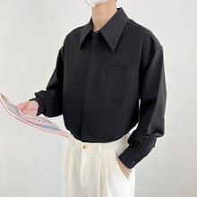 衬衫男长袖轻熟风男装韩版修身薄款商务免烫垂感高级感衬衣打底衫