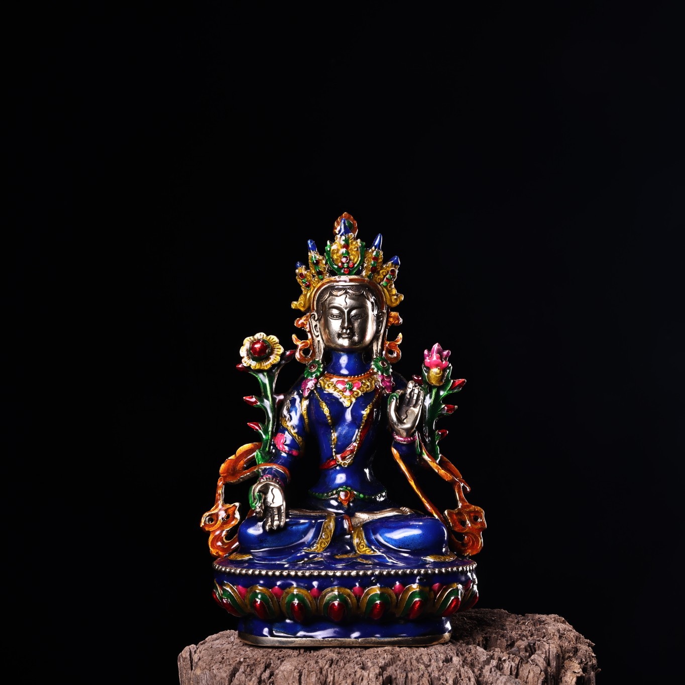 铜景泰蓝 珐琅彩白度母佛像一尊家居装饰创意礼品工艺品古玩批发