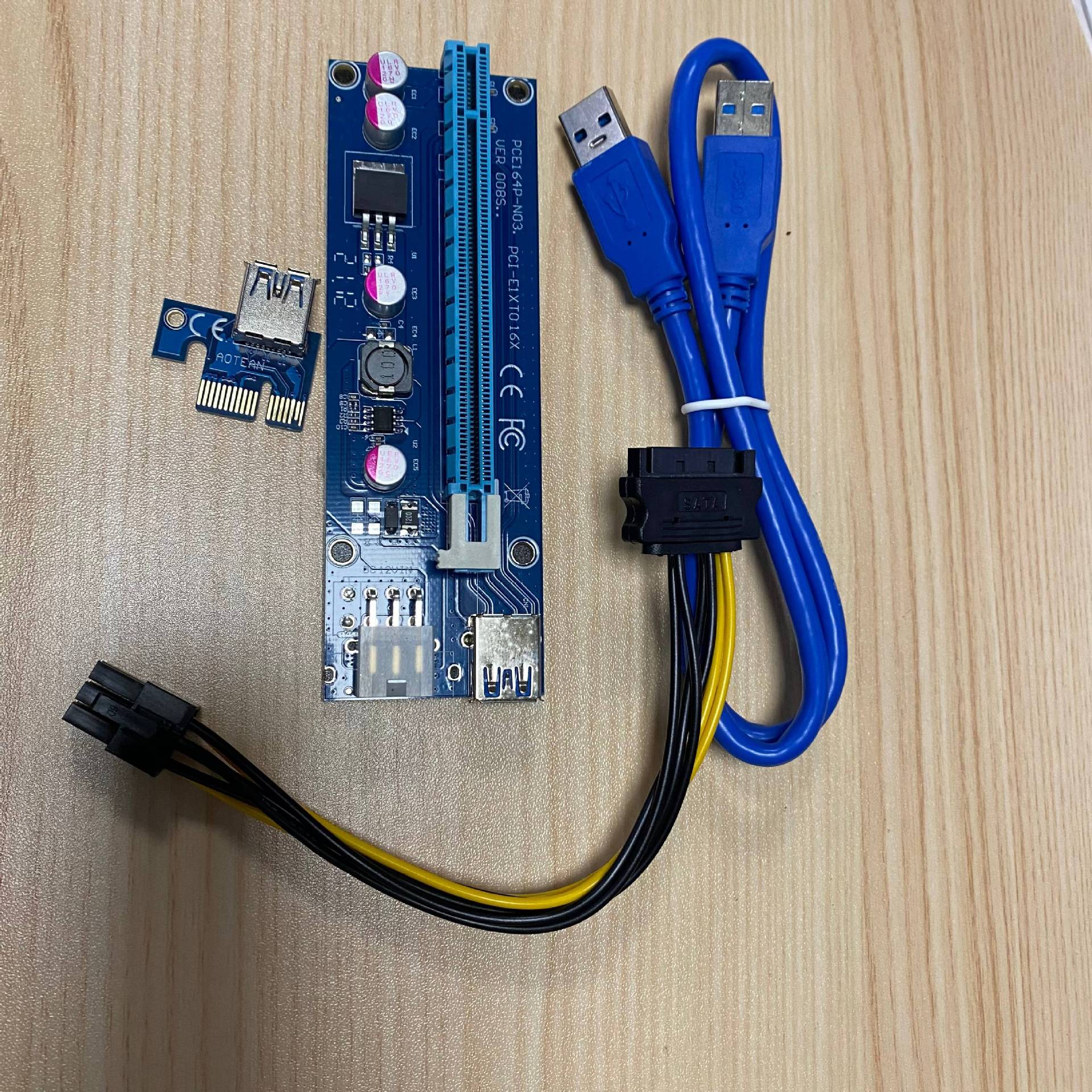 新款pci-e1x转16x显卡延长线ver009s 6pin线pcie转接线v010s plus