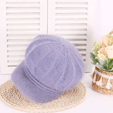 冬季新款时尚八角鸭舌毛线帽加绒保暖妈妈帽中老年针织帽女士帽子