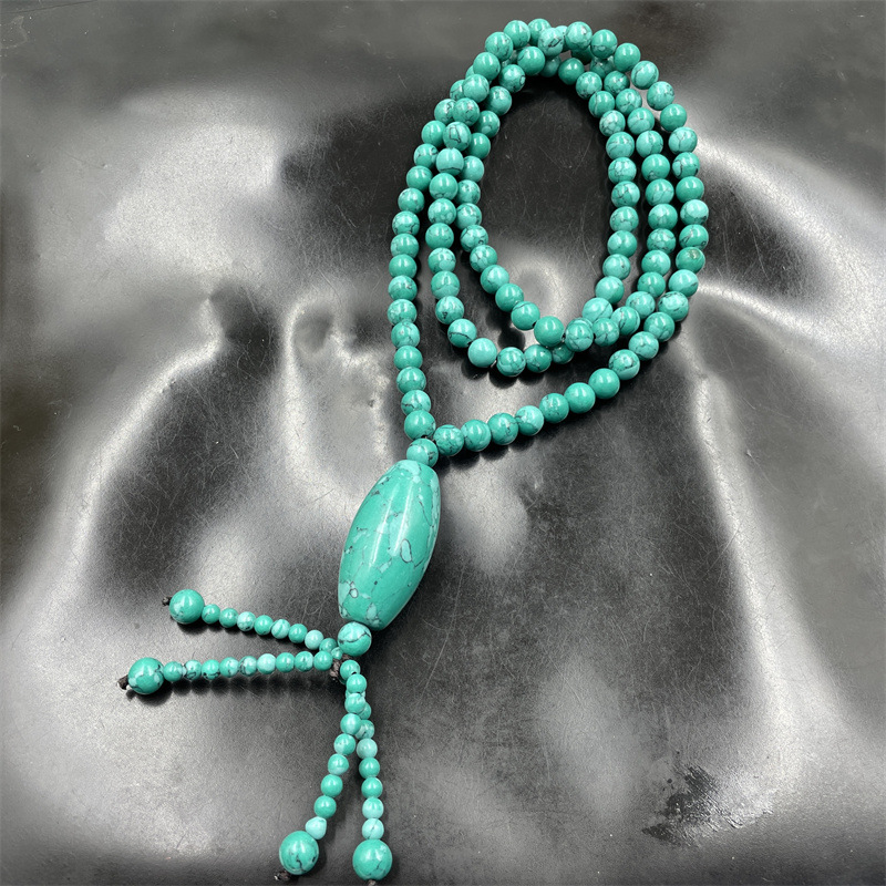 平价玉器 优化绿松石转运珠毛衣链 时来运转项链 特价-阿里巴巴