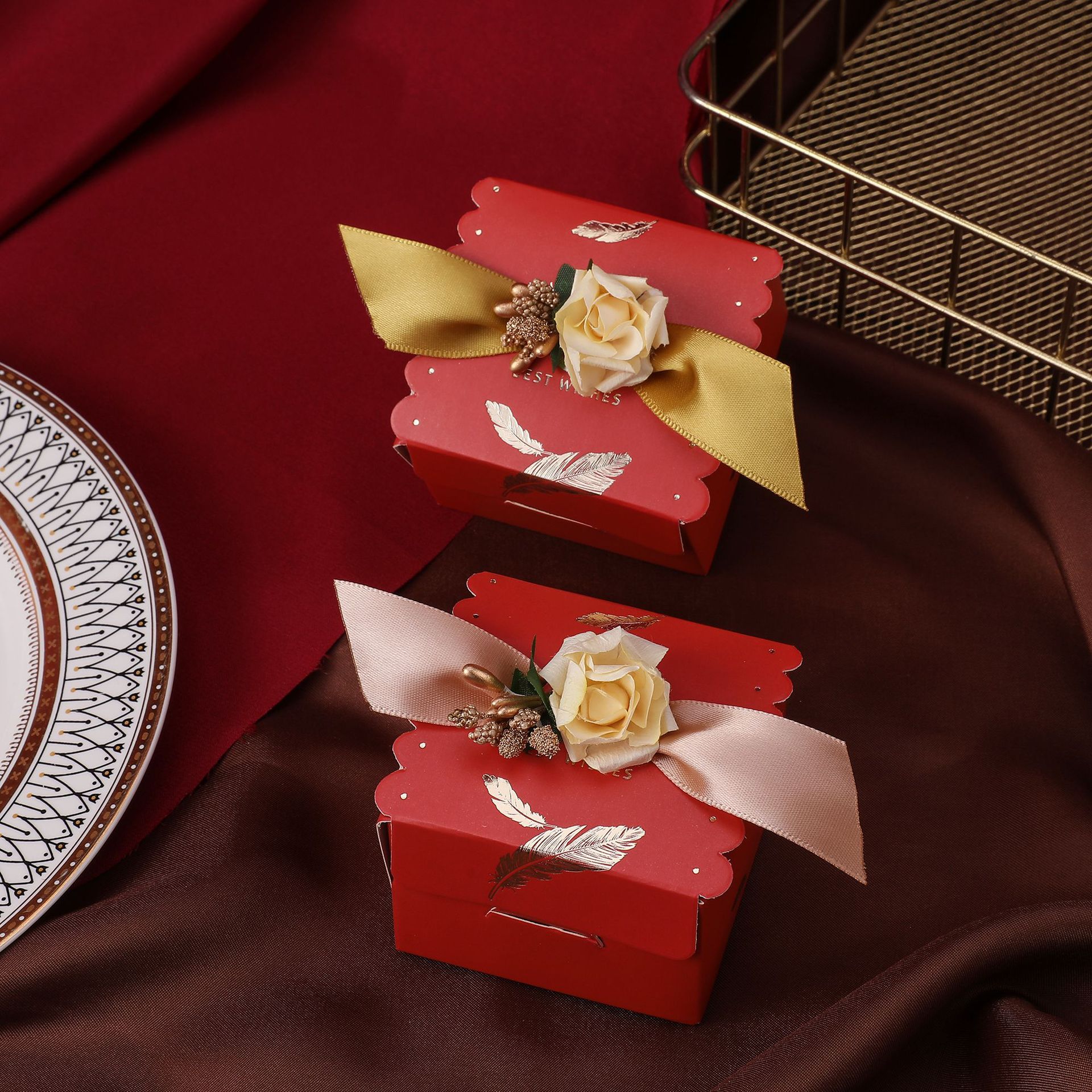 结婚喜糖盒子创意蓝色香槟色礼盒 满月生日婚礼空盒子糖果包装盒