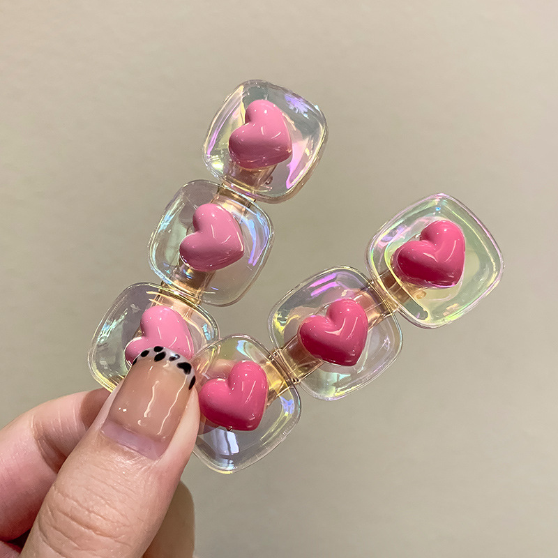 High-Grade Pink Love Small Hairclip Girl Cute Duckbill Clip Children's Side Bangs Cropped Hair Clip Hair Accessories
