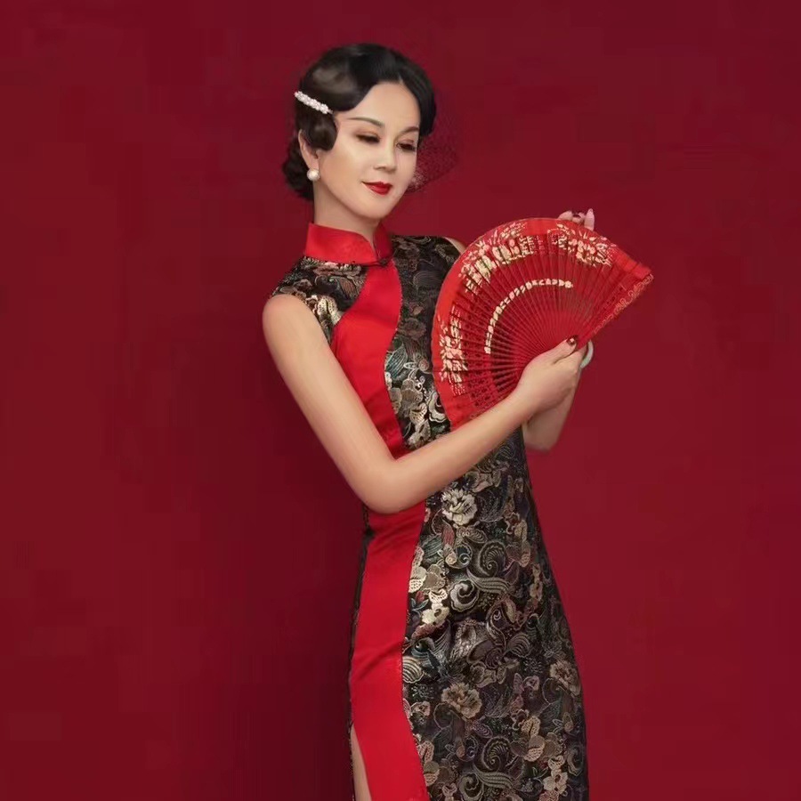 来图来样小批量定制手工云锦旗袍唐装服装