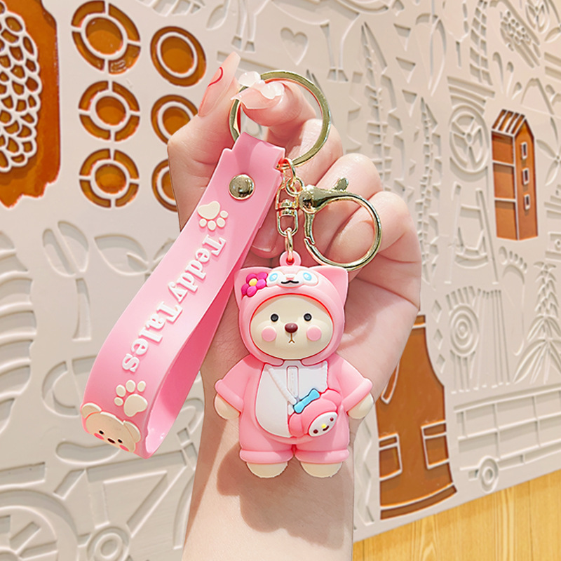 Cartoon Exquisite Cross-Dressing Teddy Bear Ornaments Small Commodity Doll Keychain Internet Celebrity Doll Cartoon Keychain Pendant