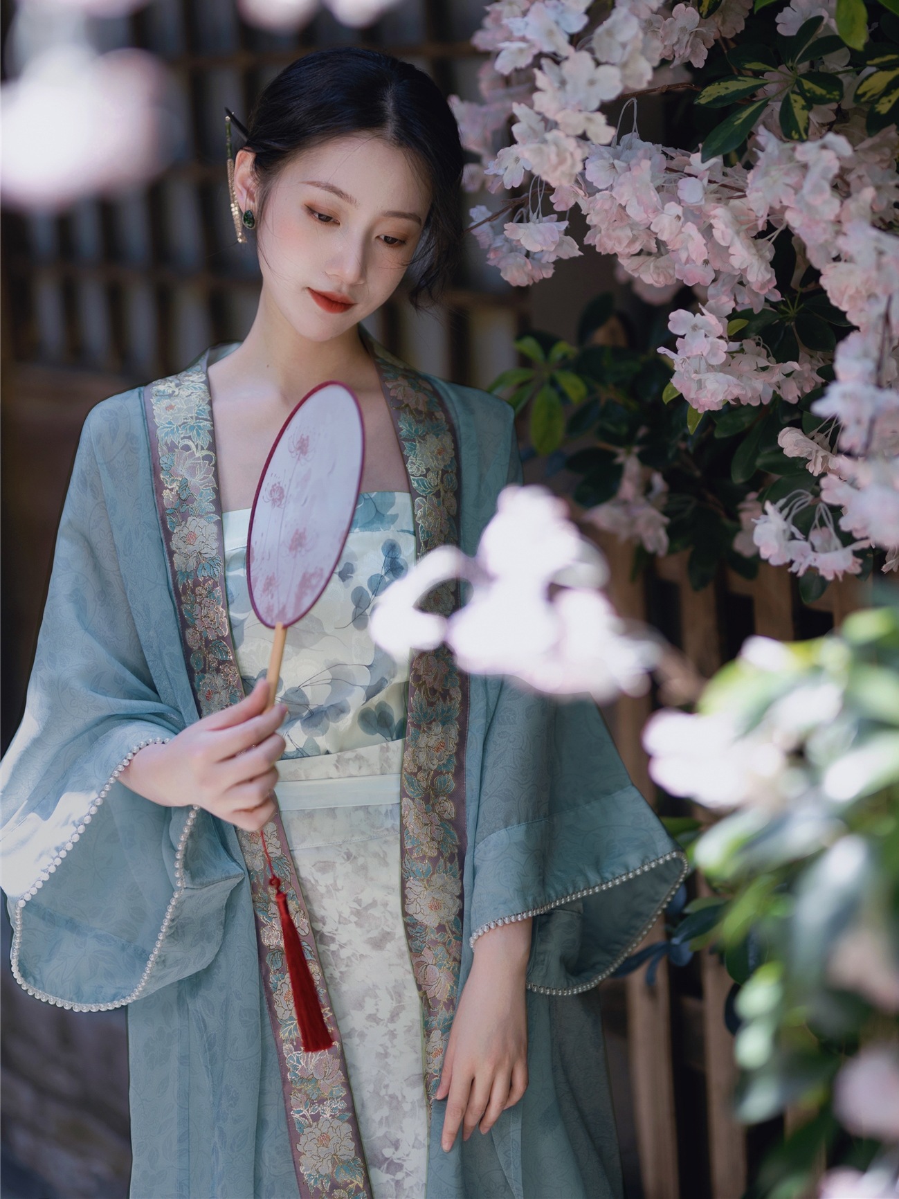 夏季复古改良汉元素宋制开衫 半身长旋裙抹胸日常汉服惊艳三件套