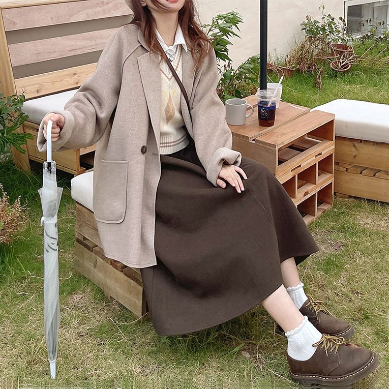 长筒裙秋冬a字半身裙毛呢冬天裙子冬天穿的冬裙秋冬季高腰半身裙