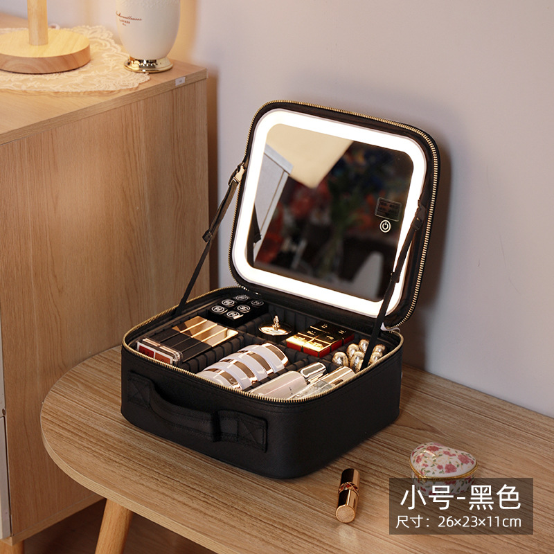 Large Capacity Cosmetic Bag Removable Partition with Light and Mirror Cosmetic Storage Bag Portable Portable Travel Bag