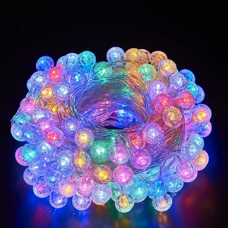 太阳能水晶气泡球led太阳能灯串彩灯户外防水庭院圣诞装饰小圆球
