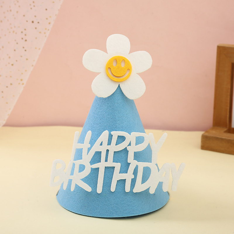 Korean Ins Style Creative DIY Felt Birthday Hat Children's Birthday Party Baby Full-Year Decoration Non-Woven Cap