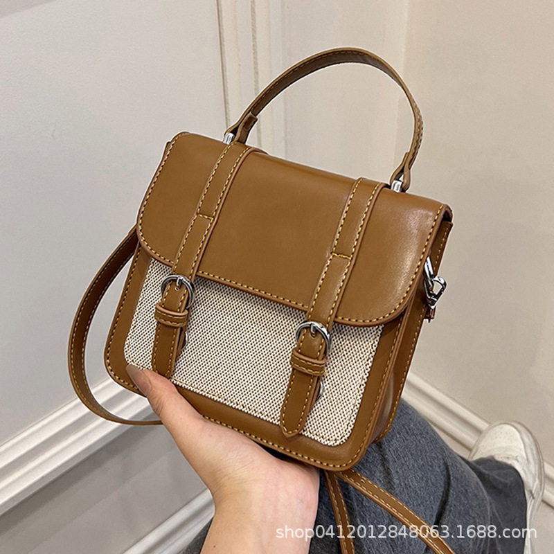 英伦复古撞色斜挎包包女2024新款时尚小众剑桥包质感通勤单肩小包