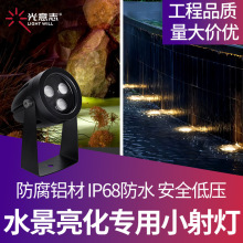 水下射灯12v24v瀑布涌泉灯庭院景观鱼池灯光led低压灯水底投射灯