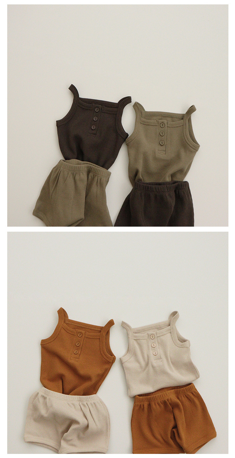 韩版儿童睡衣同款套装peekaboo婴儿针织吊带宝哈衣童装家居服夏季