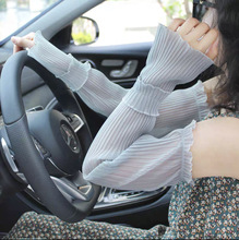 夏季新款蕾丝网纱冰袖蕾丝花边冰丝袖套优雅气质仙女护臂套袖开车