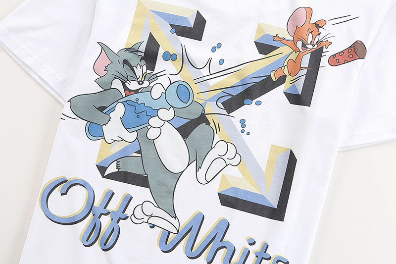 off white猫和老鼠联名款交叉箭头印花ow短袖男女情侣潮牌t恤tee