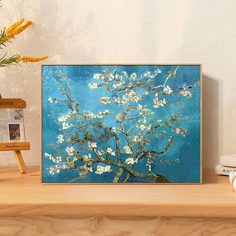 梵高盛开的杏花 客厅装饰挂画打印油画玄关竖版客厅卧室横版画芯