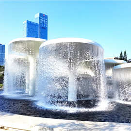 方圳户外景区湖面水景瀑布玻璃钢蘑菇喷泉造型装饰柱城市景观定制