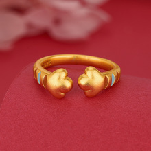可爱彩色拼接猫爪女士戒指老虎设计感甜美黄金简约百搭送女友礼物