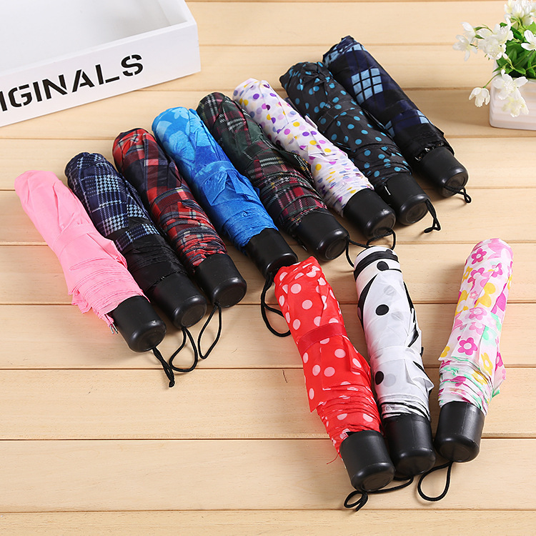 Foreign Trade Folding Umbrella Tri-Fold Stall Umbrella 8K Floral Umbrella Portable Mini Folding Umbrella Cheap Gift Small Umbrella