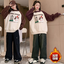 女孩外套中大女童冬季猫咪加绒卫衣韩版