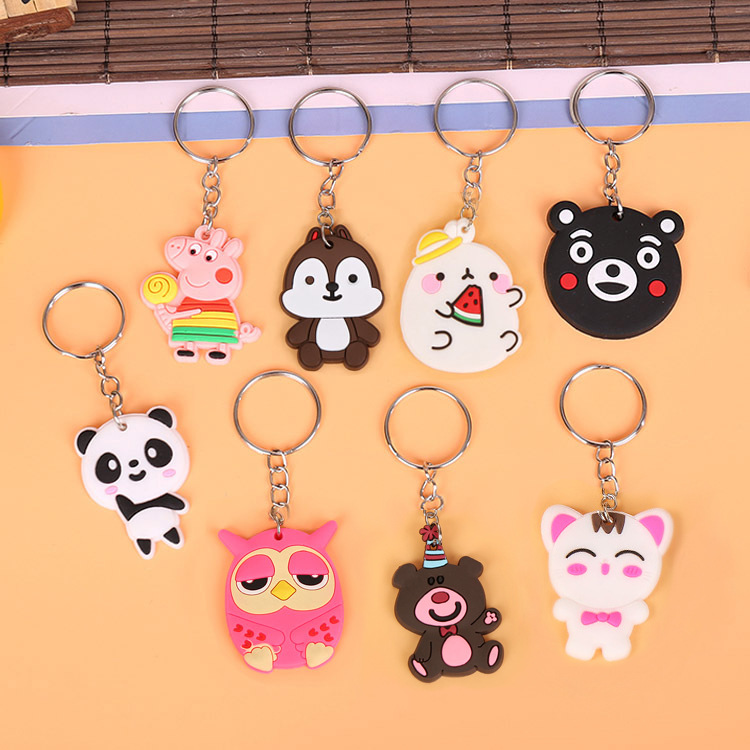 Korean Cartoon Pvc Flexible Glue Keychain Wholesale Creative Advertising Small Gift Silicone Car Key Ring Accessories