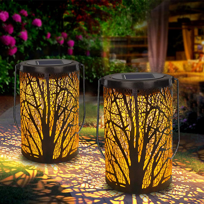 太阳能灯笼户外灯装饰氛围悬挂式花园灯笼圆柱形台灯小夜灯庭院灯