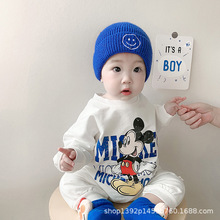 婴儿连体衣春秋长袖爬爬服套装超萌可爱韩国宝宝衣服卡通印花哈衣