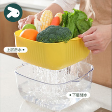 Pin Tu家用厨房洗菜盆创意沥水篮双层洗菜篮客厅茶几盘水果蔬菜盘