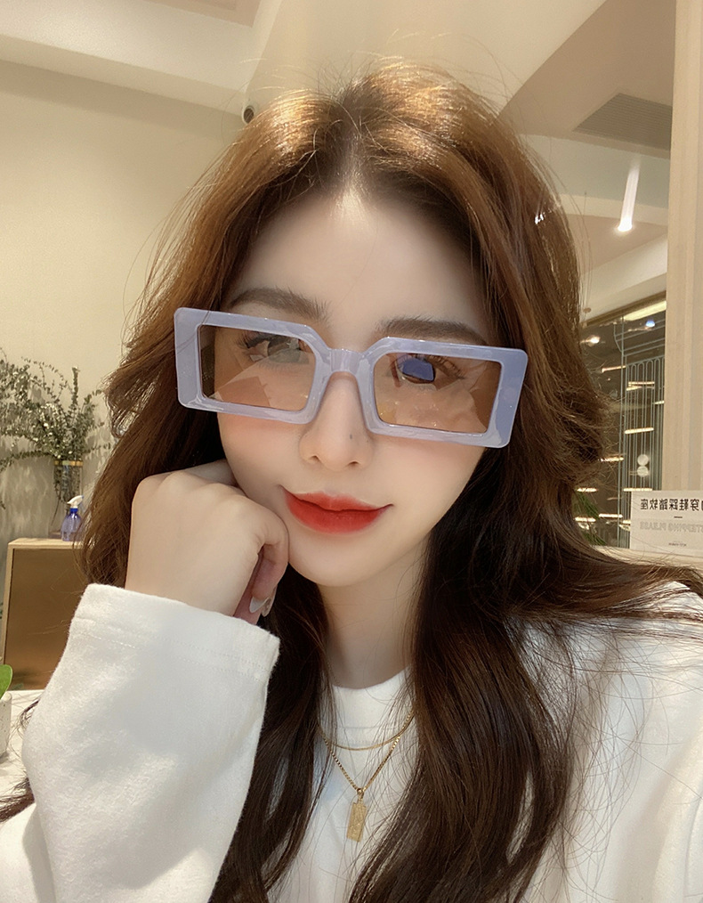 2021糖果色小方框太阳镜女个性潮流抖音网红墨镜时尚嘻哈蹦迪眼镜