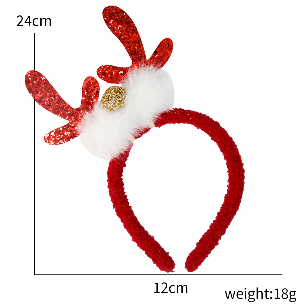Christmas Fluffy Hair Band Adult and Children Christmas Party Decorative Head Hoop Headwear Sequins Antlers Head Buckle