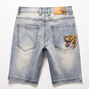 Light colour Cowboys 5 shorts Chaopai Steller Embroidery Straight Pants summer Thin section Elastic force leisure time Five point pants Light colour Cowboys 5 shorts Chaopai Steller Embroidery Straight Pants summer Thin section Elastic force leisure time Five point pants