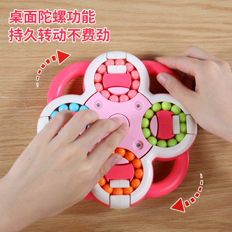 Cross-Border Children's Magic Bean Cube Fingertip Toy Flip Magic Wheel Ball Maze Puzzle Decompression Gyro Eight-Sided Rotation