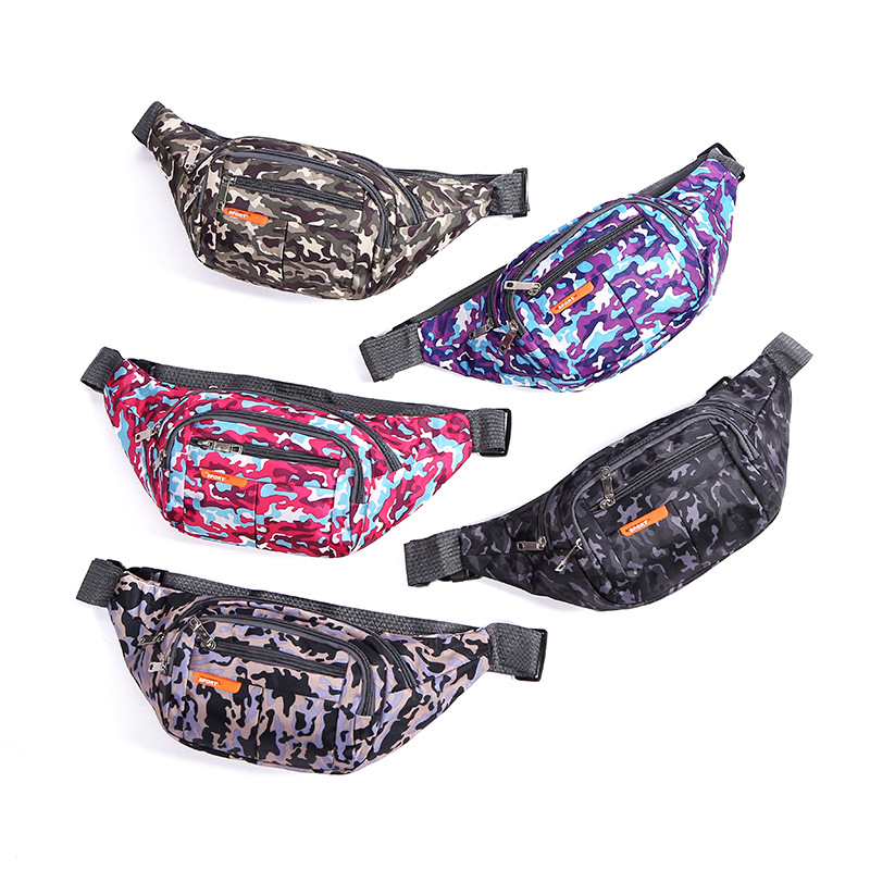 New Camouflage Small Flower Double Sports Waist Bag Outdoor Travel Trends Crossbody Bag Camouflage Leisure Fashion Waist Bag