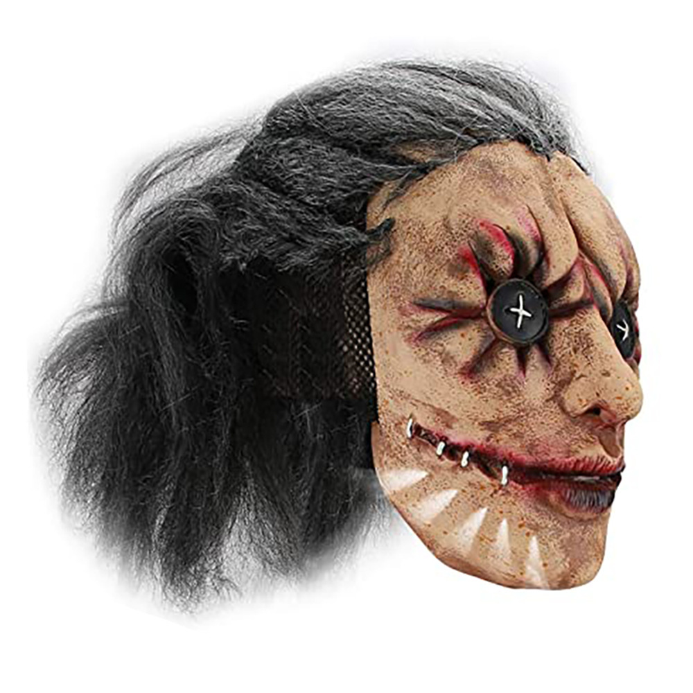 万圣节滑稽小丑面具恐怖大嘴老奶奶乳胶头套缝线女巫面具